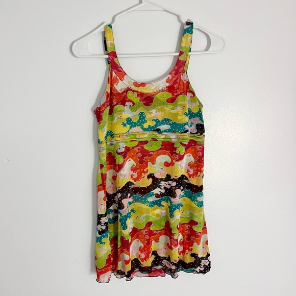Diane Von Furstenberg Multicolored Y2K tank top with a front tie. - Picture 6 of 6